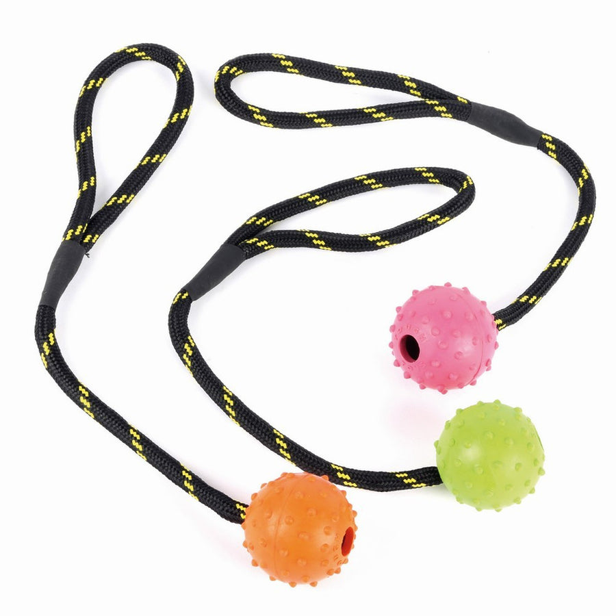 Tough toys studded rope ball