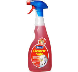 Johnson's clean and safe disinfectant for bird cages and accessories.